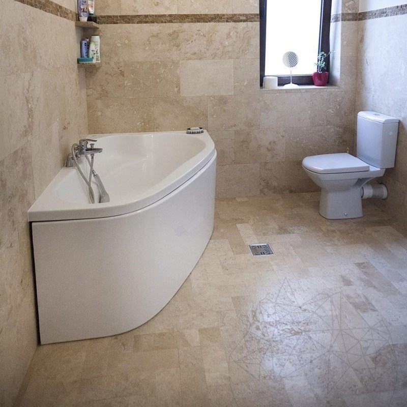 Classic Kreuzschliff Gebürsteter Travertin 10 x 30,5 x 1 cm